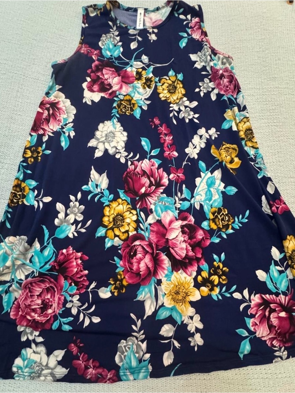 Vanilla Bay Navy Floral Sleeveless Tunic